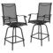 Merrick Lane Set of 2 Brett High Back Bar Height Swivel Patio Stools with Powder Coated Metal Frames and Textilene Upholstery